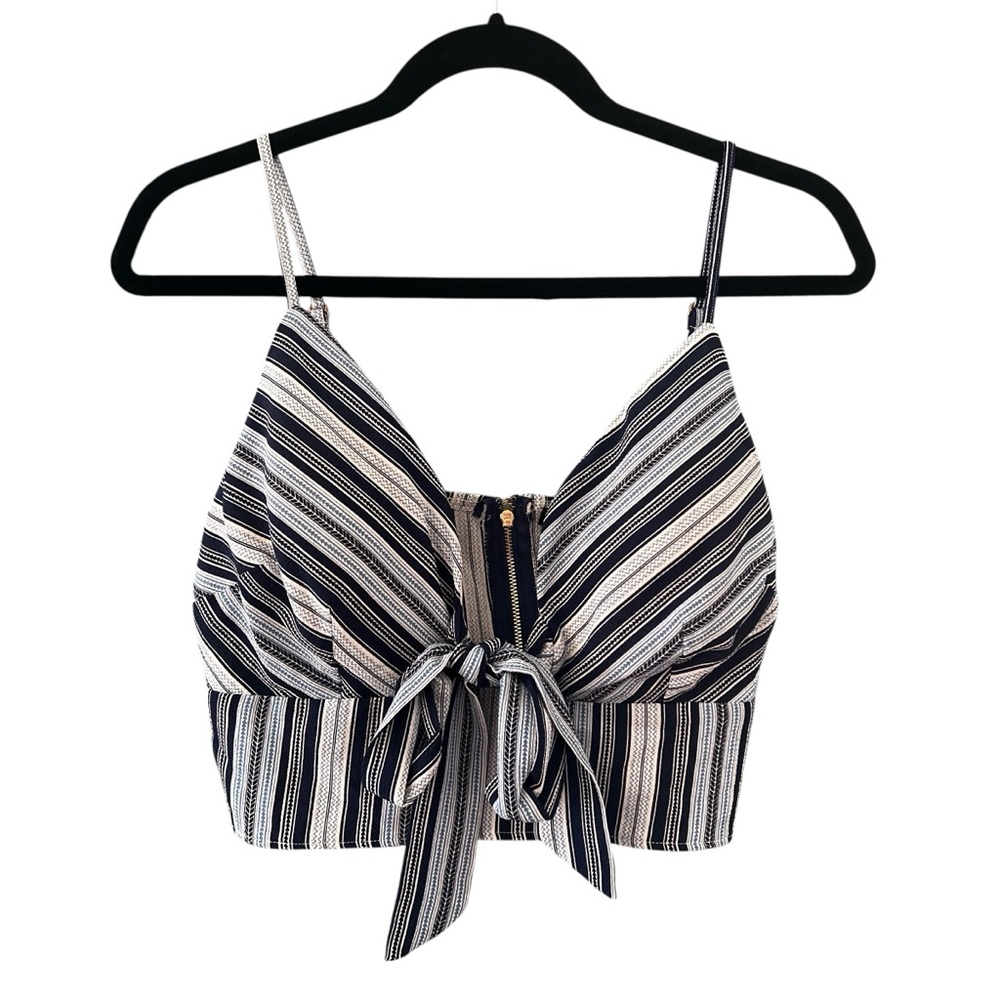 Blue White crop tank size large